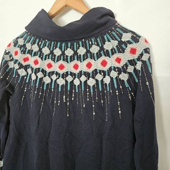 Soft Surroundings‎ Dahlia Embroidered Beaded Turtleneck Tunic Top sz S - Picture 7 of 7